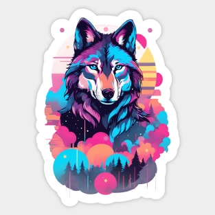 Vaporwave Wolf Shirt - Neon Blue Eyes Sticker